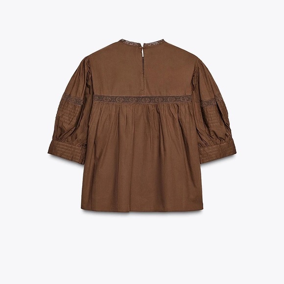 NWT ZARA Lace Puff Sleeve Blouse - Picture 5 of 10